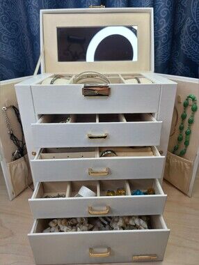 Homde Multi-Tier Faux Leather Jewelry Organizer Box With Costume Jewerly/Craft